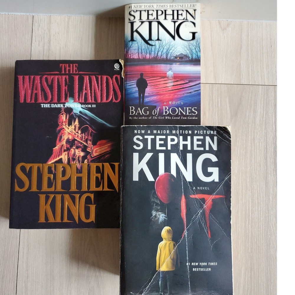 Stephen King‎ Paperback Book Lot IT Bag Of Bones The Waste Lands Dark Tower 3